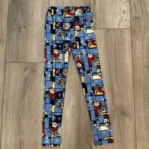LuLaRoe Kids Christmas Santa Skiing Leggings